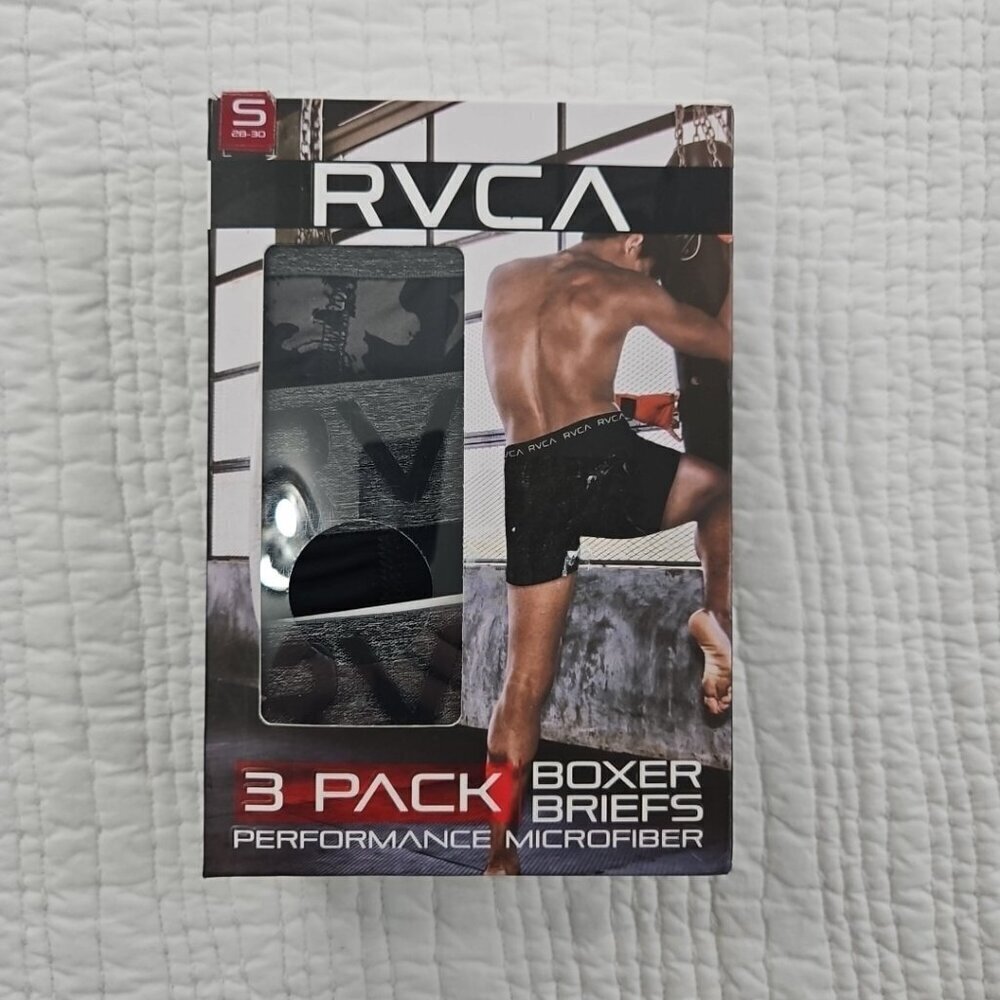 RVCA Men's Microfiber Boxer Briefs‎ Size S (28-30) 3-Pack Stretch Flex Fit NIB